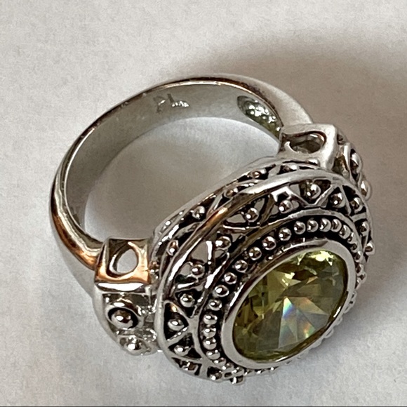 Jewelry - SOLD PL stamped green stone ring size 8